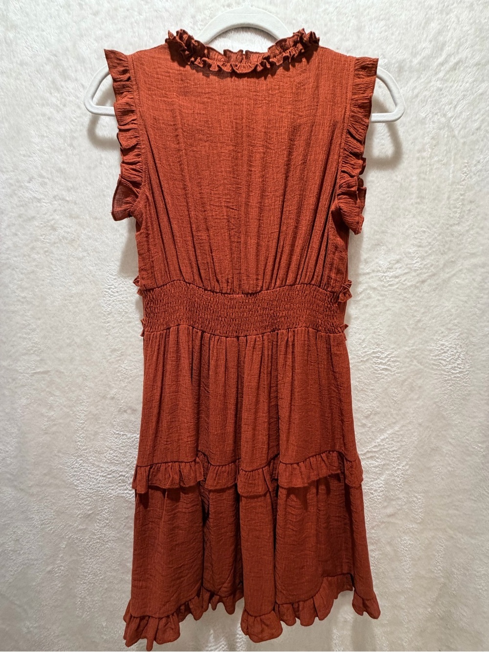 Pinch Rust Ruffle Mini Dress Boho Tiered Deep V Boho Babydoll Medium
CKB050 - Picture 12 of 12